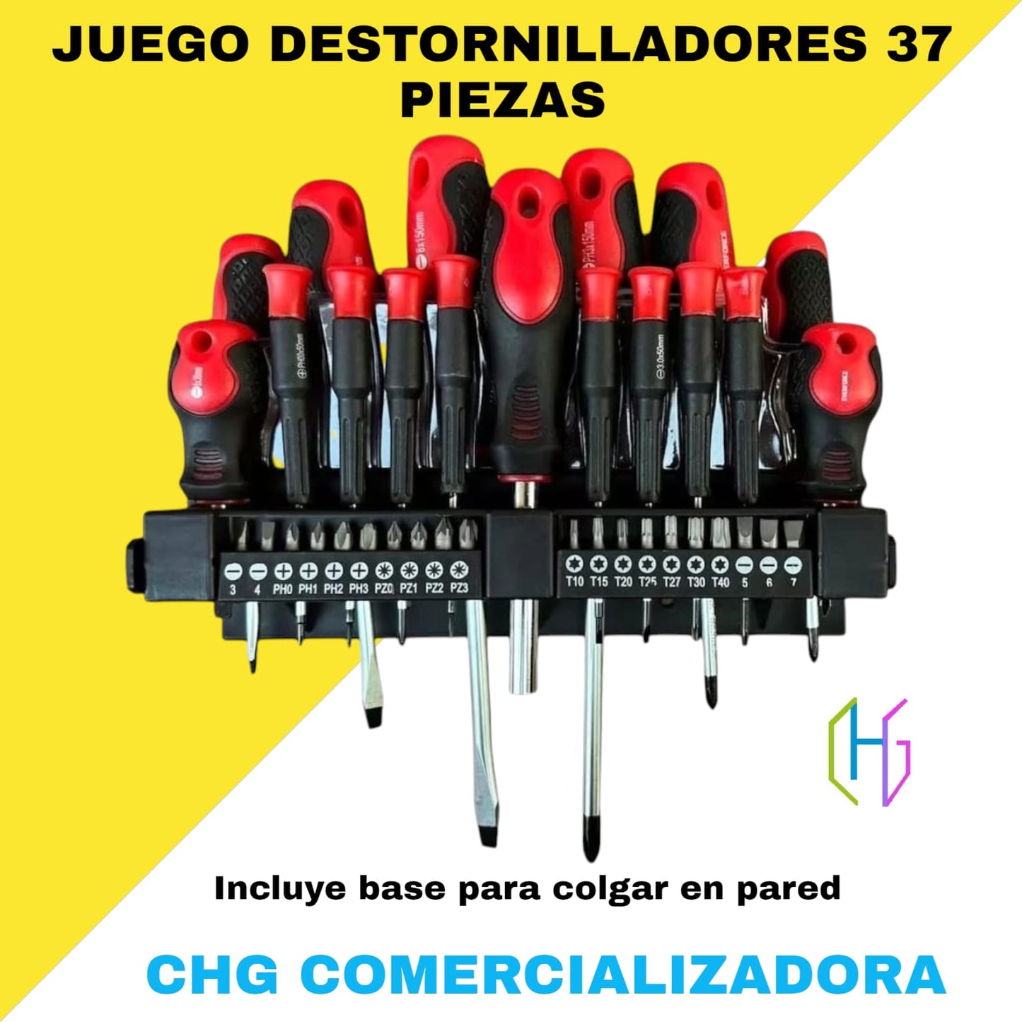 Destornilladores x 37 Piezas + Base Para Colgar