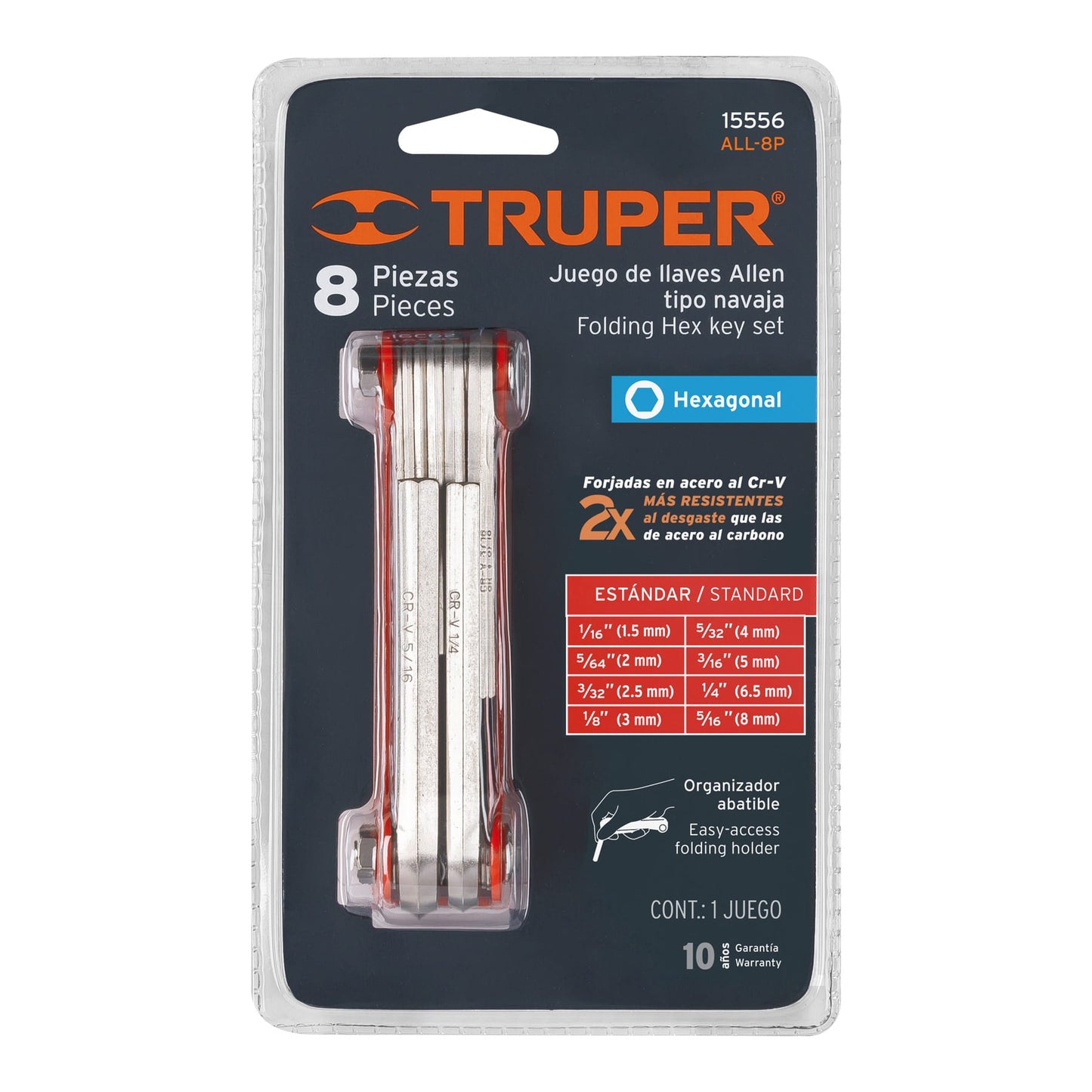Llaves Allen o Bristol - tipo navaja Truper x 8 piezas