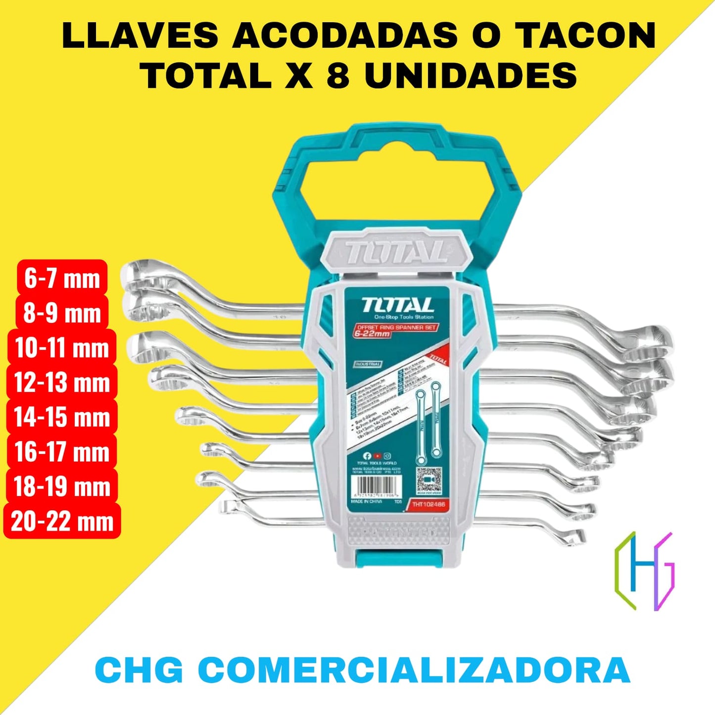 Llaves Mixtas Tacón o Acodadas X 8 Piezas Marca Total