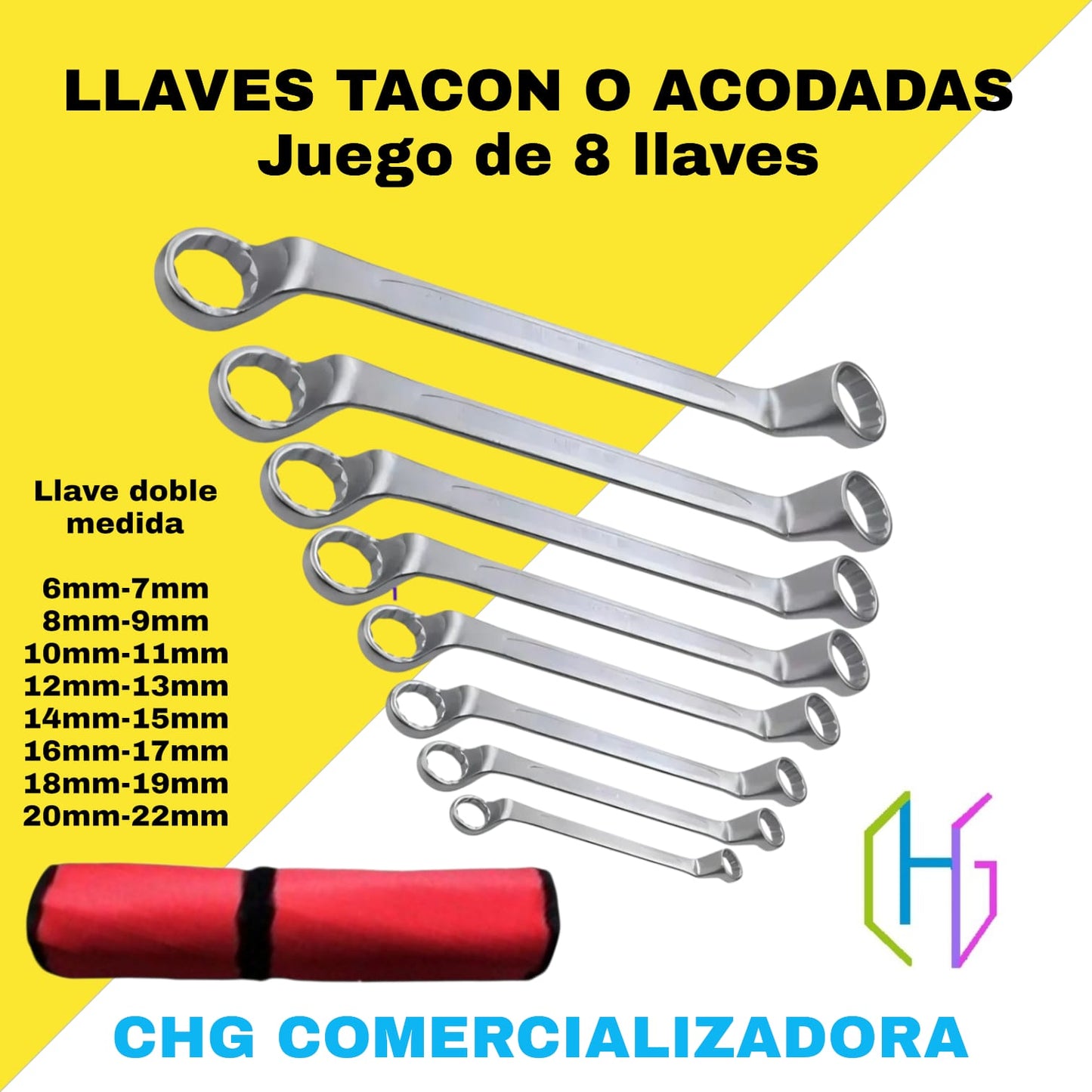Llaves Mixtas Tacón o Acodadas X 8 Piezas