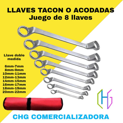 Llaves Mixtas Tacón o Acodadas X 8 Piezas