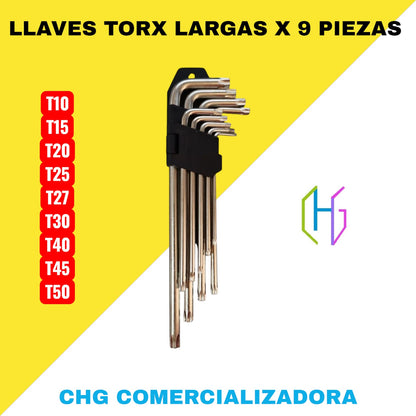 Llaves Torx Largas x 9 Piezas