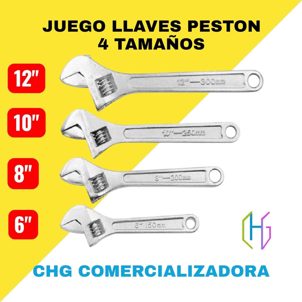 Llaves Peston Juego x 4 piezas (6, 8, 10 Y 12 Pulgadas)