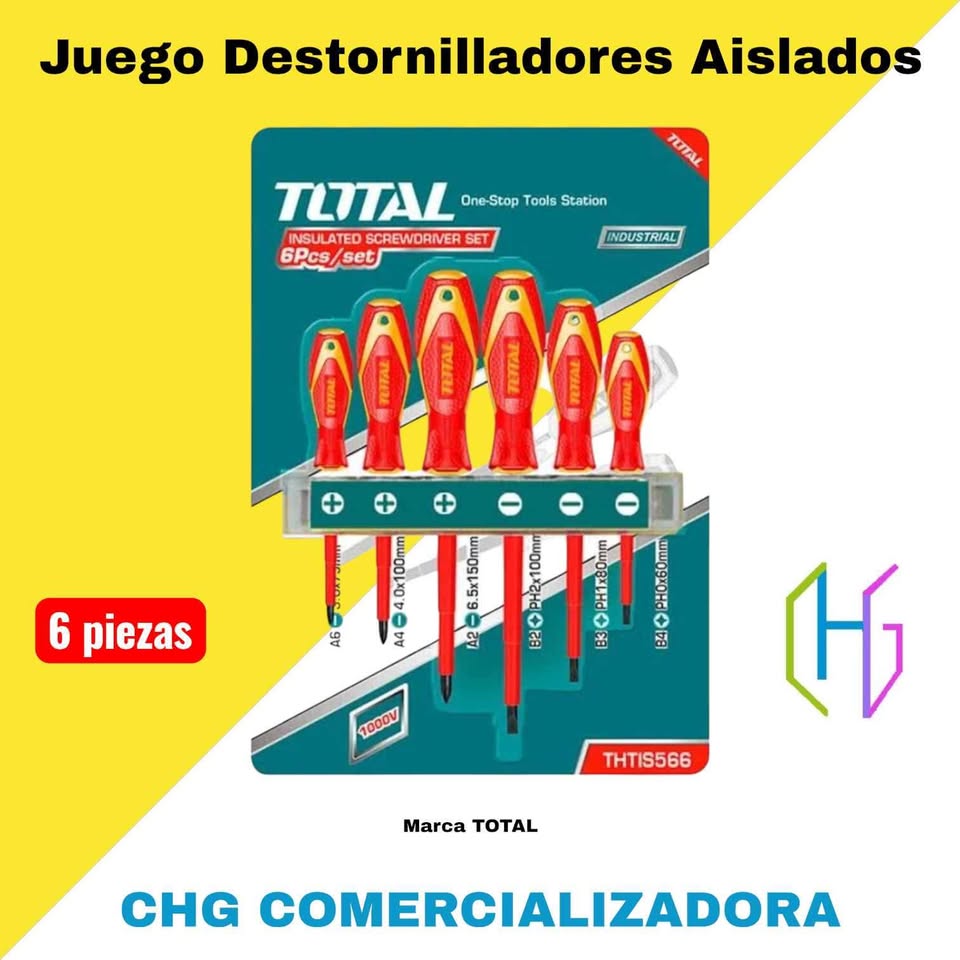 Destornilladores x 6 unidades Aislados - Marca TOTAL