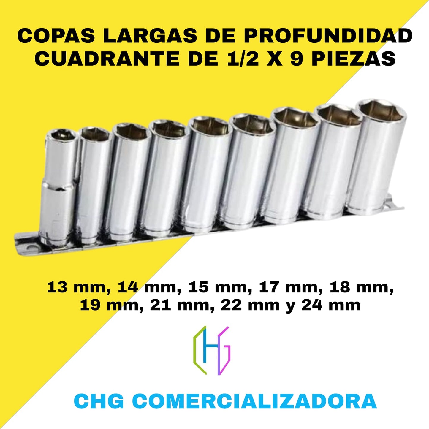 Copas Largas Cuadrante 1/2 X 9 PIEZAS