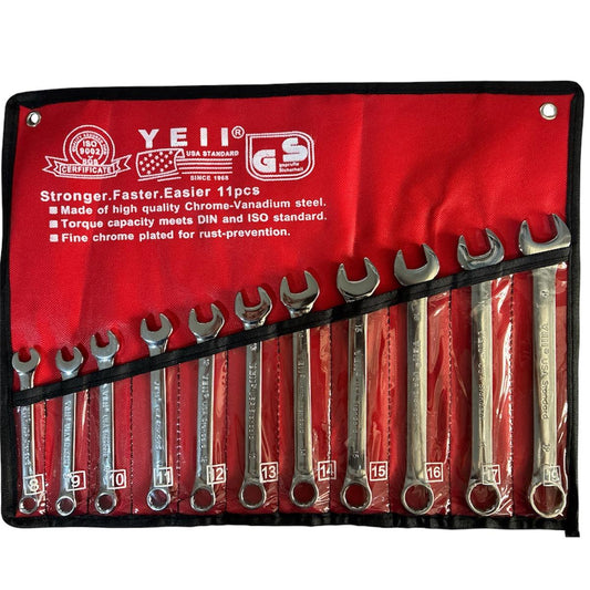 llaves milimetricas x 11 piezas (8, 9, 10, 11, 12, 13, 14, 15, 16, 17 y 19 mm)