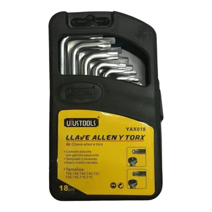 Llaves Allen y Torx estuche x 18 Piezas Uyustools