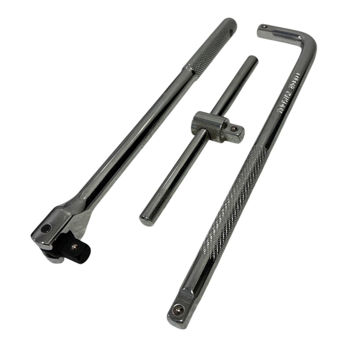 Palanca Articulada 3/8" + Barra corrediza 3/8" + mango de fuerza 3/8" - Kit x 3 Piezas