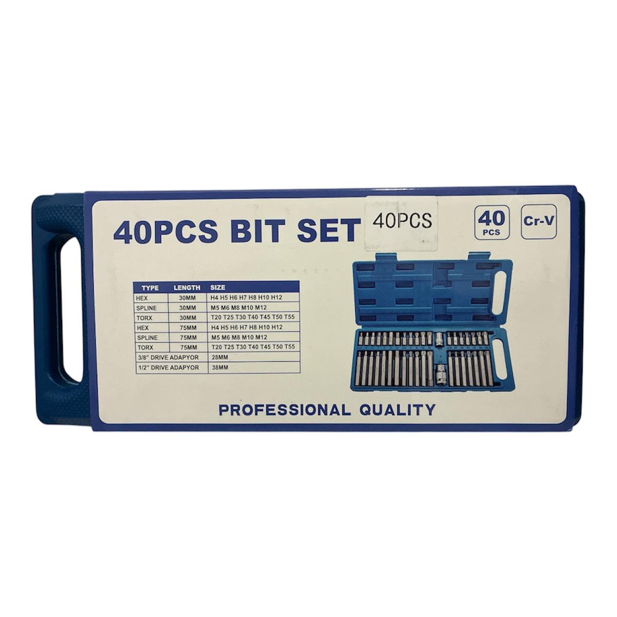 Puntas para Destornillador Torx, Allen y Triple Square o 12 puntas x 40 Piezas