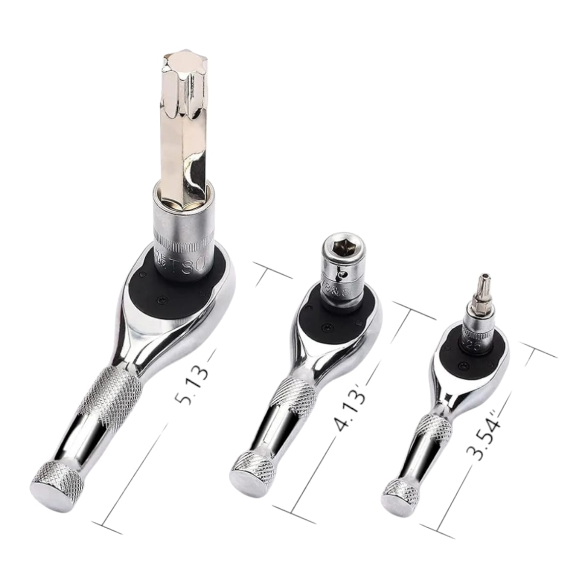 Rachet Corto o Enano x 3 Tamaños 1/2" 3/8" y 1/4"