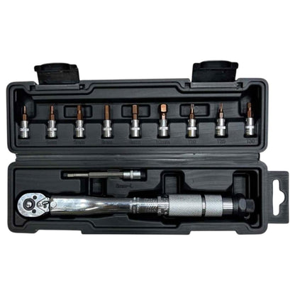 Torquímetro de 1/4 (5 a 25 Newton Metros) con accesorios