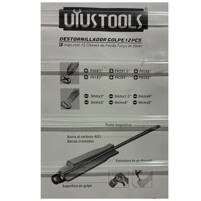 Destornilladores de Golpe x 12 unidades - Uyustools