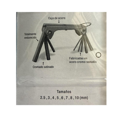 Llaves Allen o Bristol - tipo navaja Uyustools x 8 piezas
