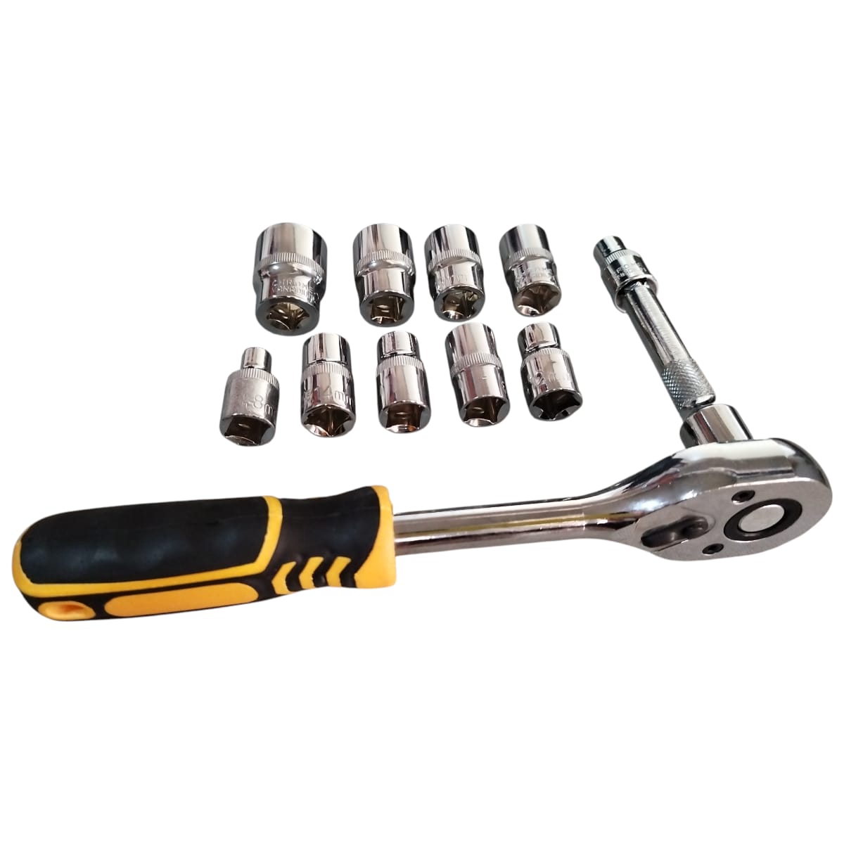 Rachet 1/2" + 10 copas y extension (12 piezas)
