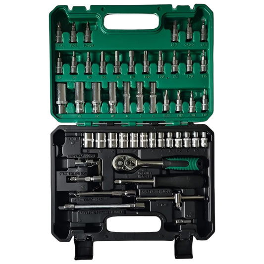 Caja 53 piezas rachet de 1/4 con copas y accesorios