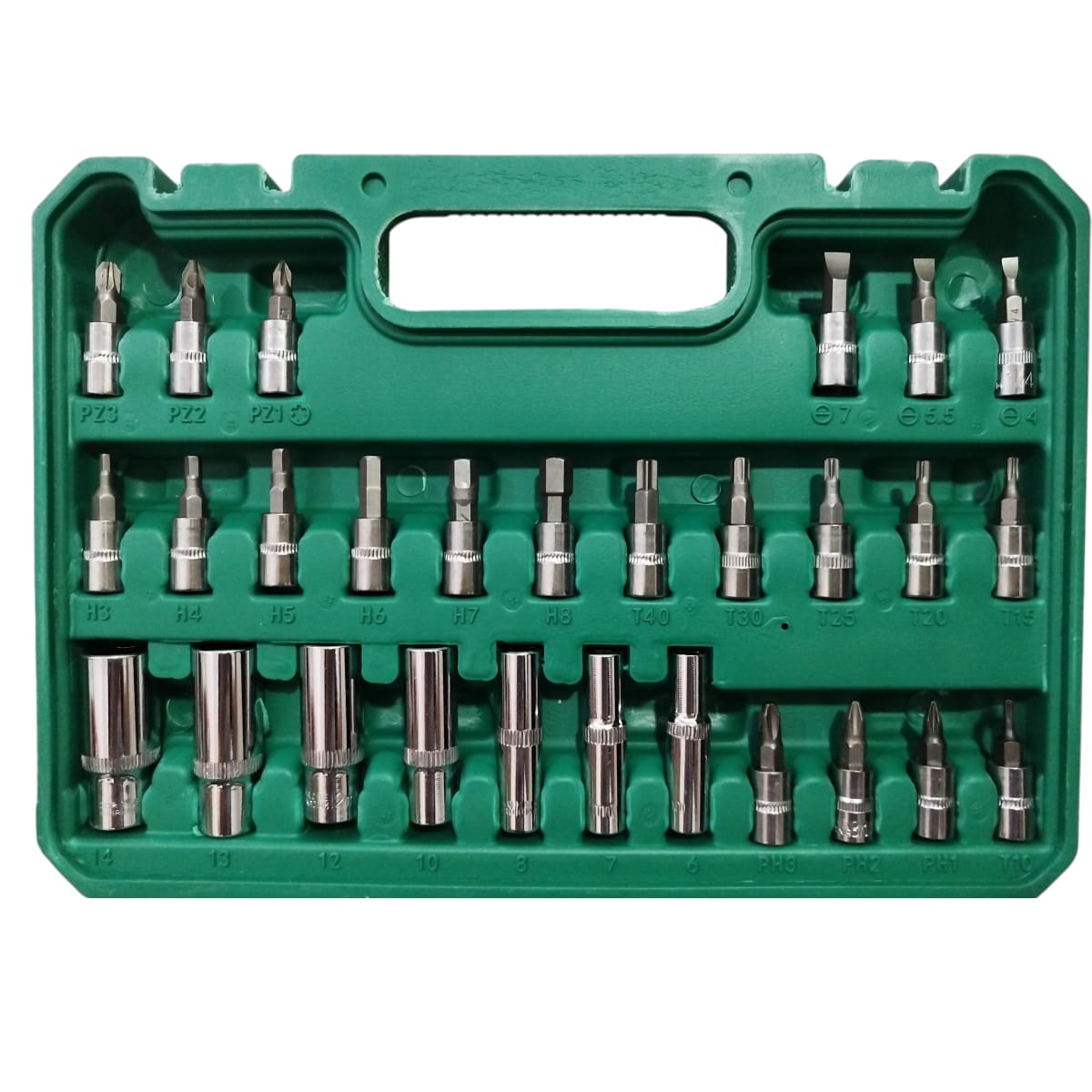 Caja 53 piezas rachet de 1/4 con copas y accesorios