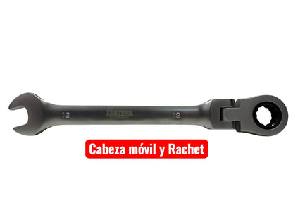 Llaves Rachet Cabezal Flexible X 7 Piezas + Estuche en lona