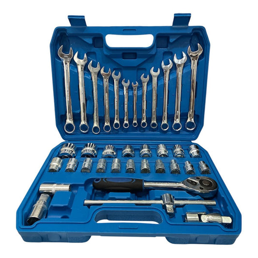 Caja 37 Piezas Rachet de 1/2 con copas y 12 llaves mixtas