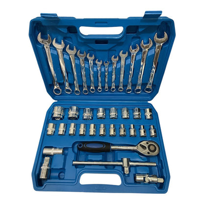 Caja 37 Piezas Rachet de 1/2 con copas y 12 llaves mixtas